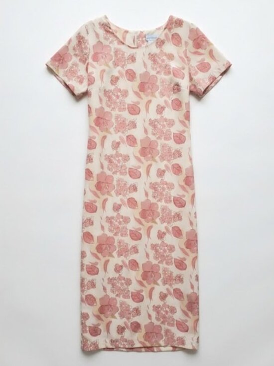 Outline Dresses & Skirts - Floral Pink & Yellow Short-Sleeve Maxi Dress